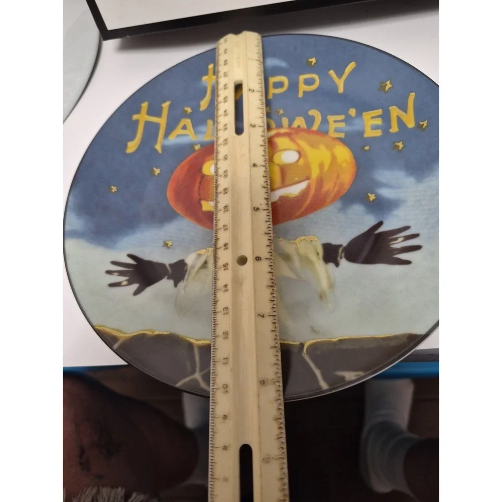 Williams-Sonoma Vintage Halloween Salad Dessert Plates Set of 4 Pumpkn black Cat